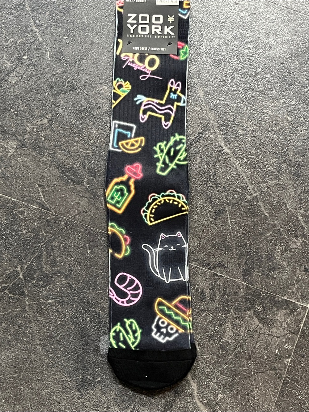 Zoo York Black Neon Icon Print Crew Socks